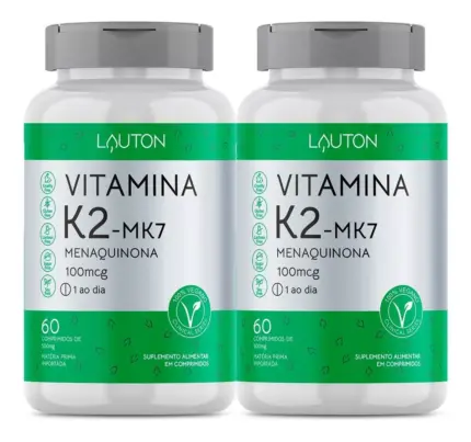 Combo 2 Vitamina K2 Mk7 - Menaquinona 100mcg 60 Compr Lauton